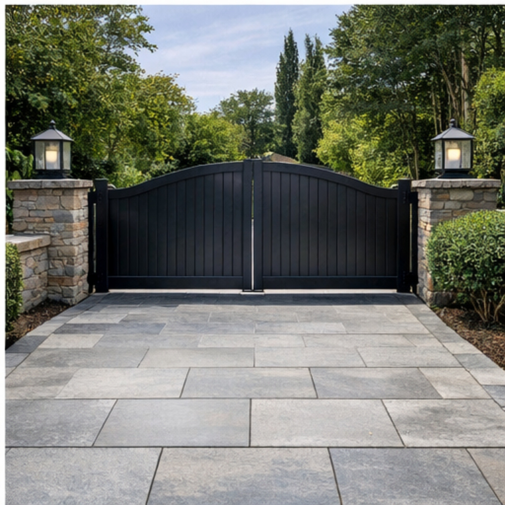 Driveway with gate and paving